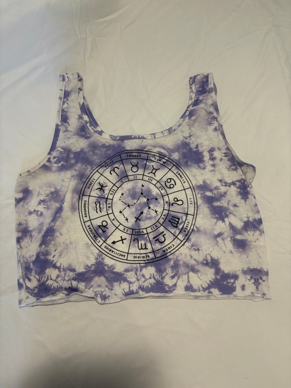 ROMWE Purple Tie-Dye Zodiac Crop Tank - Picture 2 of 5